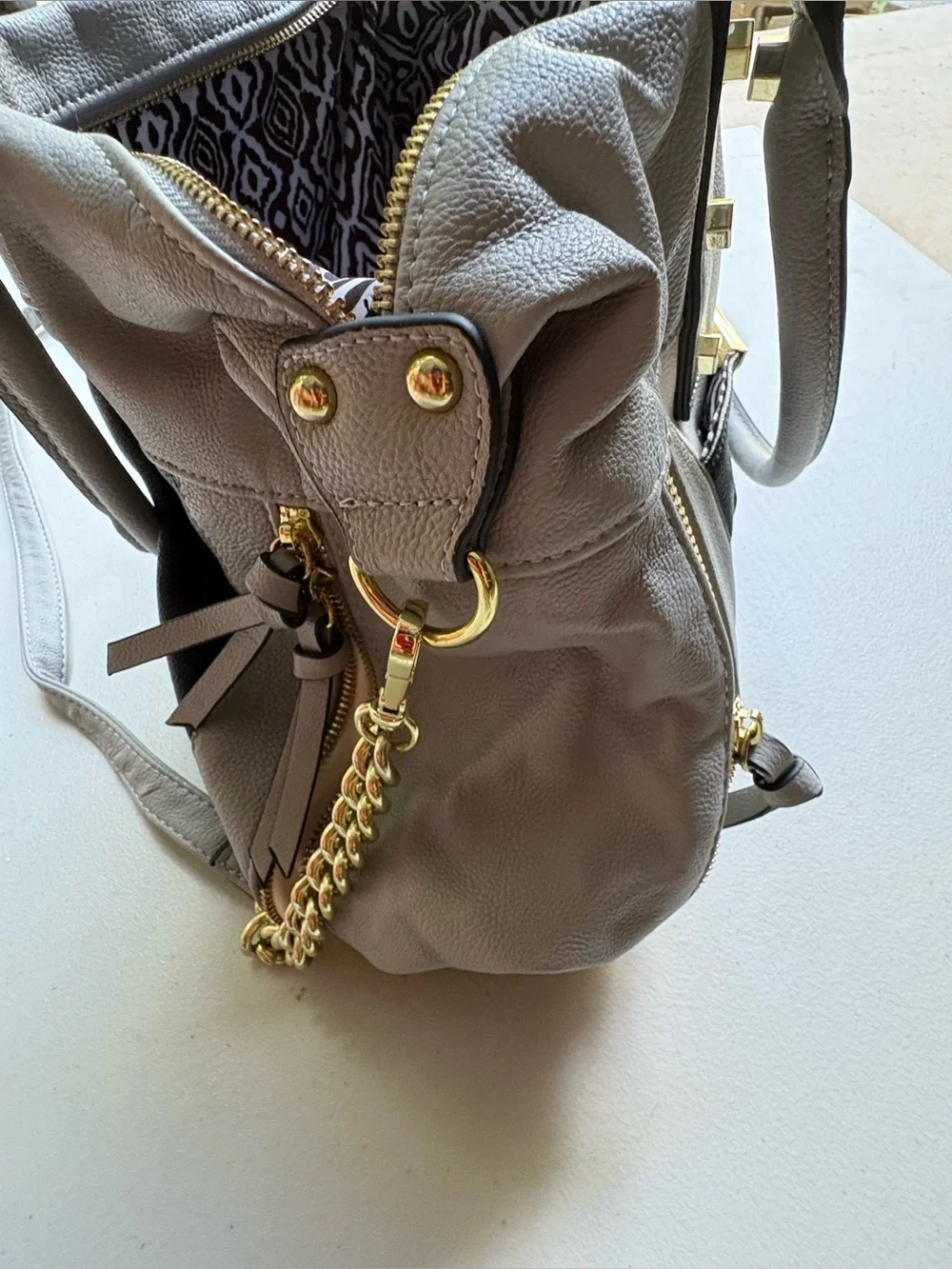 Steve Madden Light Gray Messenger Bag with Branded Strap